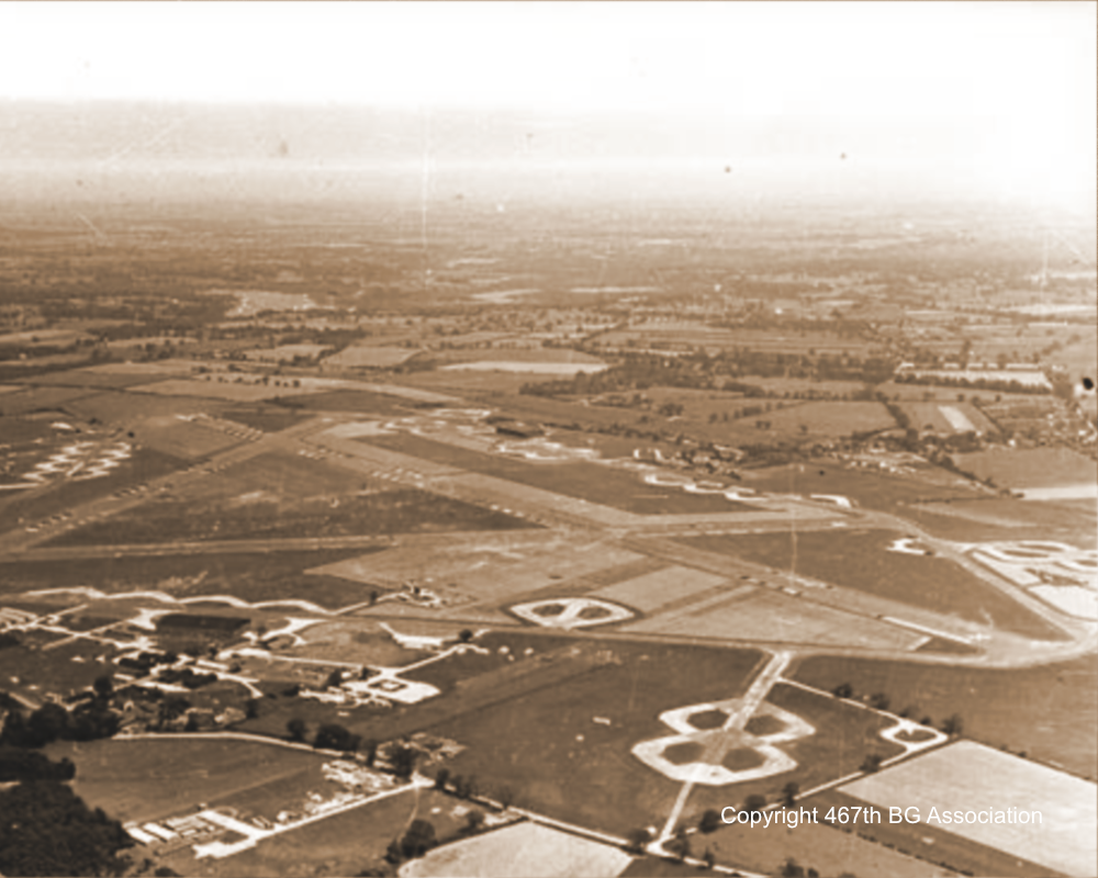 Aerial view of airfield from southwest
